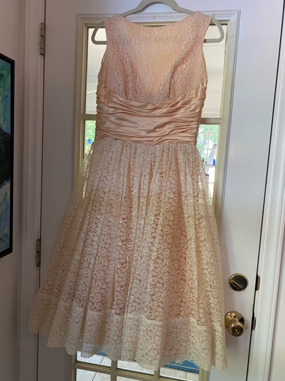 1950s Peach Champagne Party Dress